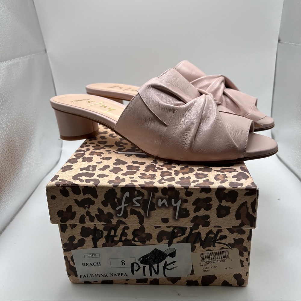 French Sole FS NY Womens Beach Mule 1083 heels size 8 EUC pink